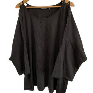 Black Tee w/ Crisscross Shoulder Detail